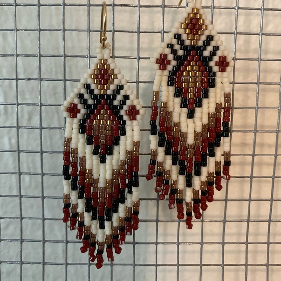 Handmade Seed Bead Earrings - Delica Mini Fringe - Picture 2 of 2